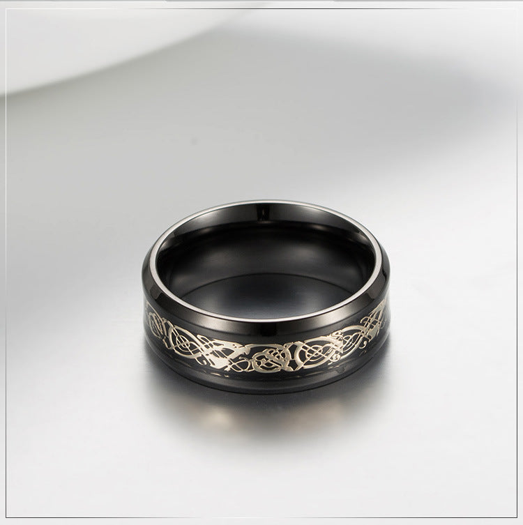 E-commerce Nibelongen's Ring Dragon Pattern Carbon Fiber Ring