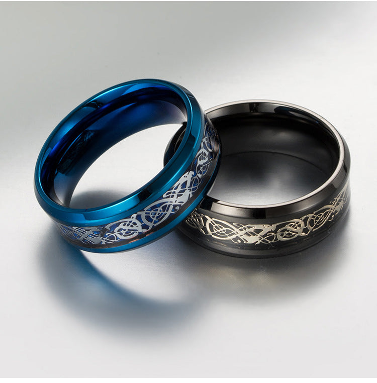 E-commerce Nibelongen's Ring Dragon Pattern Carbon Fiber Ring