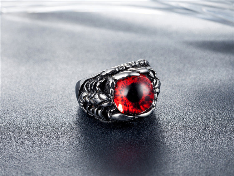 Red-Eye Skull Titanium Steel Ring