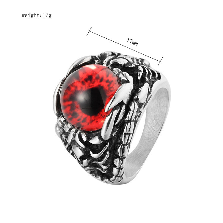 Red-Eye Skull Titanium Steel Ring