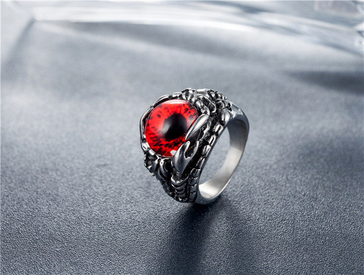 Red-Eye Skull Titanium Steel Ring