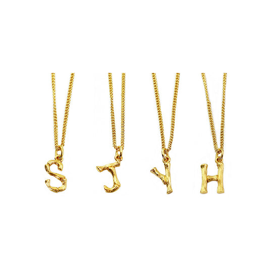 European Chic Bamboo Alloy Necklace with 26-Letter Collarbone Chain - Exclusively from Manufacturer, Women's Jewelry Accessory