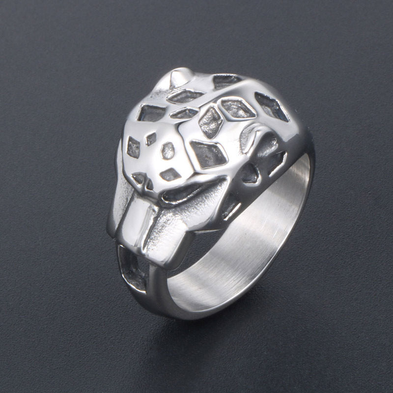 Trendy Leopard Head Men's Ring - Creative Titanium Steel Fashion Accessory