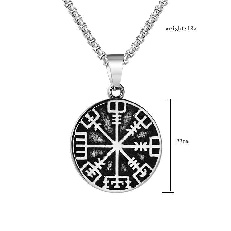 Planderful Viking Compass Necklace For Men Unisex Titanium Steel Pendant With Nordic Retro Protection