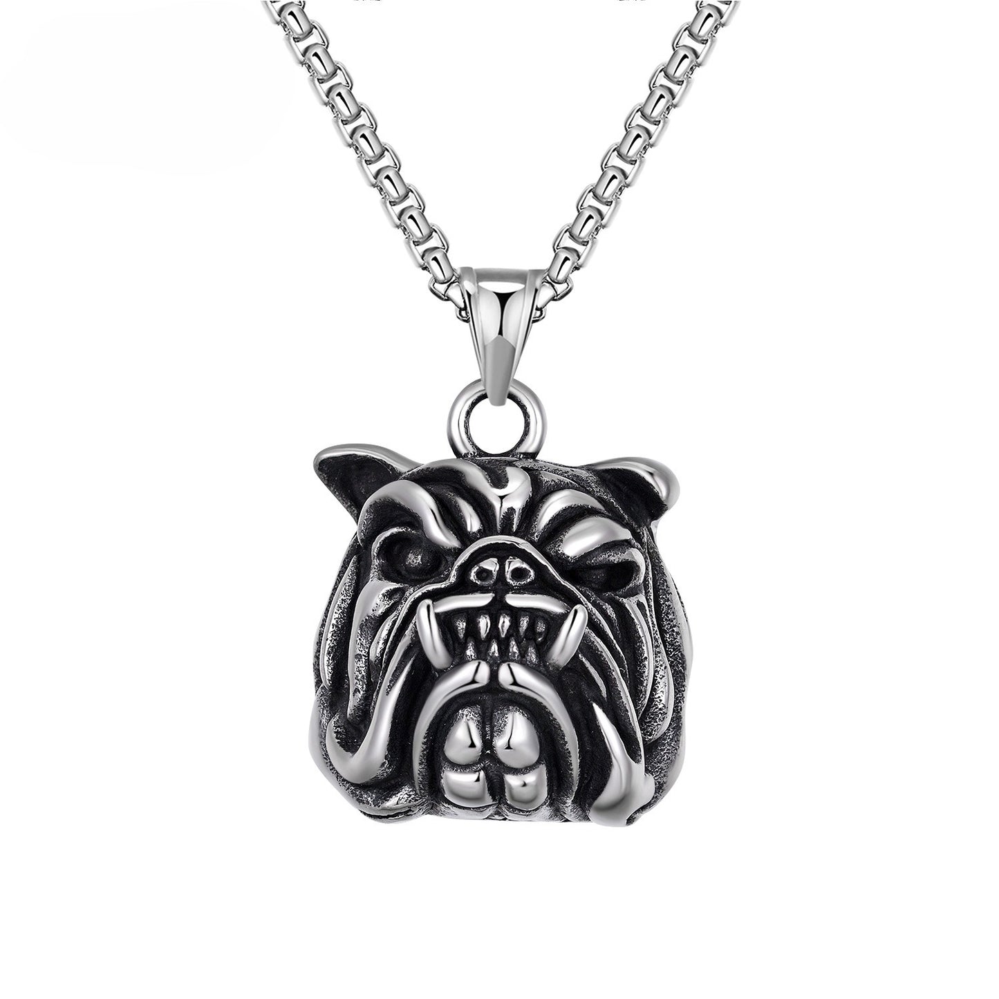 Steel Necklace – Elegant Bulldog Pendant For Men Everyday Wear From Planderful Everyday Genie Collection