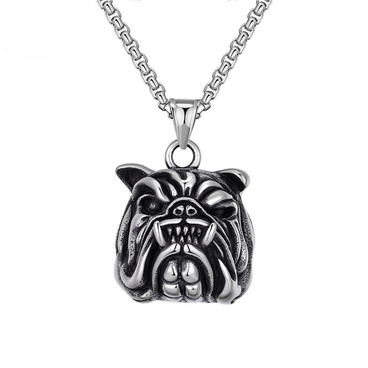 Steel Necklace – Elegant Bulldog Pendant For Men Everyday Wear From Planderful Everyday Genie Collection