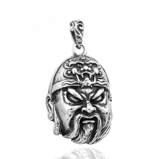Titanium Steel Guan Gong Pendant - Retro Ethnic Style Jewelry for Men