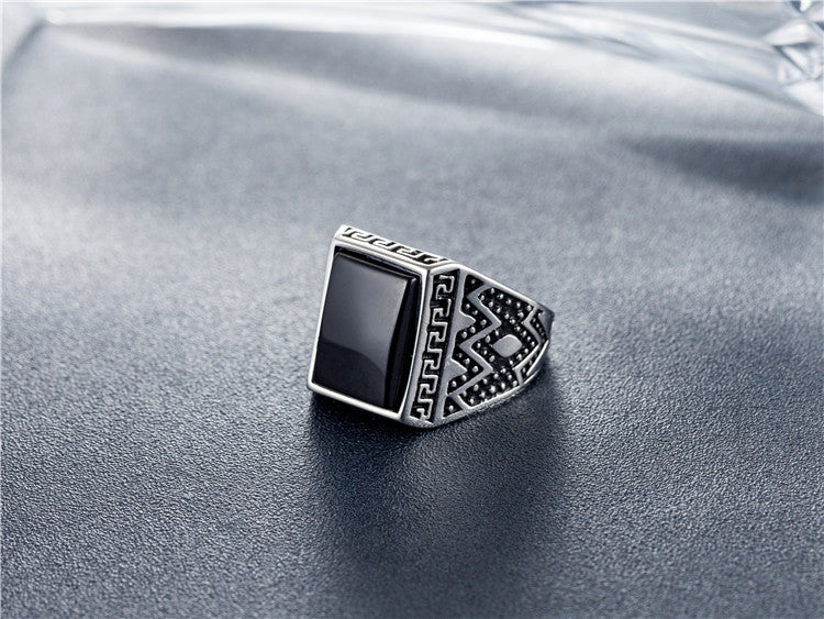 Tigers Eye Ring For Men Unisex Titanium Steel Retro Style Planderful Protective Statement Jewelry