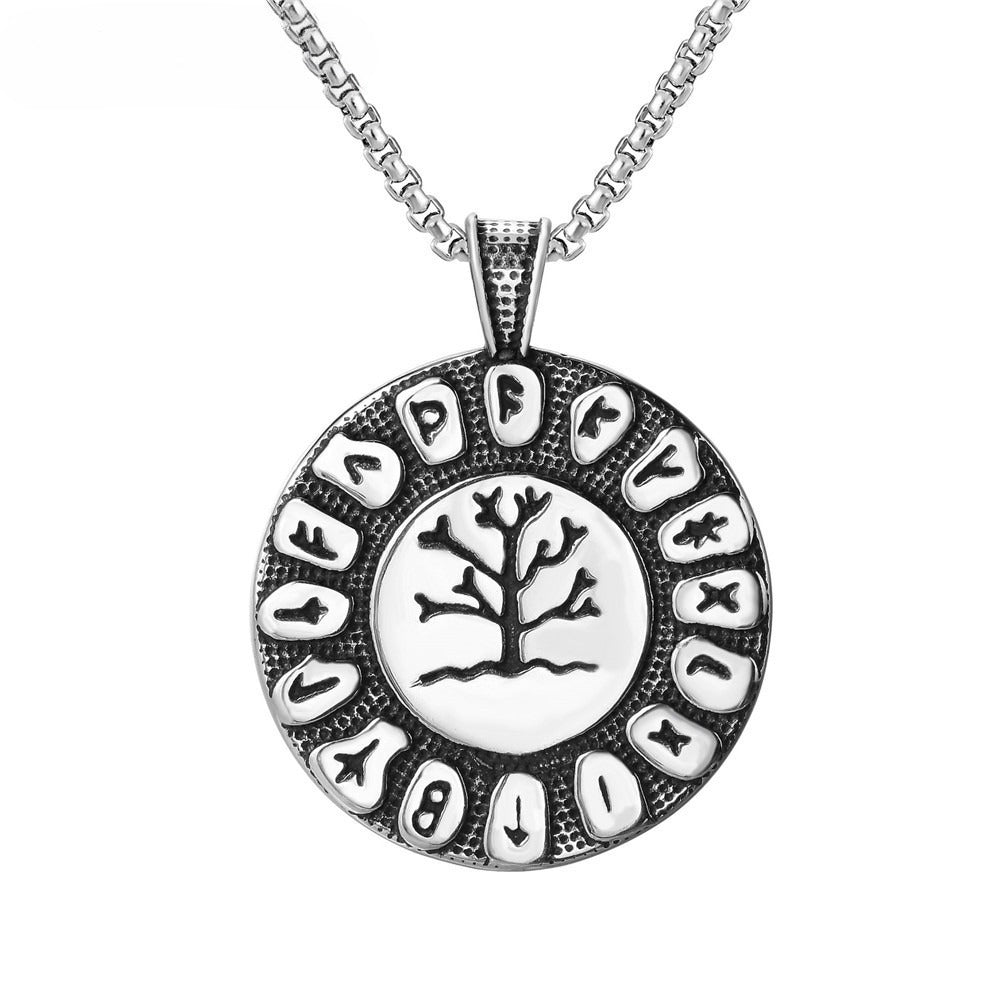 Planderful Personalized Viking Tree Of Life Rune Pendant Stainless Steel Necklace For Men And Unisex Protection