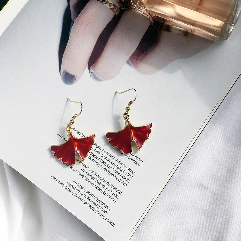 European, American and Online Celebrity Inspired Ginkgo Biloba Drop Earrings - Vienna Verve Collection.