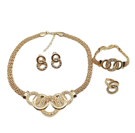 Vintage Rhinestone Chain Jewelry Set - Exquisite European/American Style