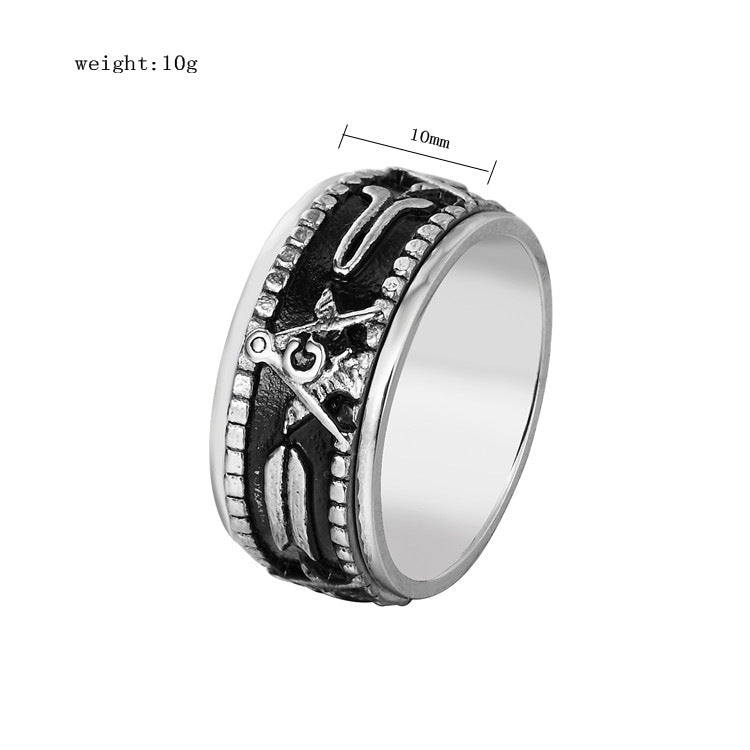 Planderful Masonic Logo Titanium Ring For Unisex Durability And Symbolic Protection Gift Sizes 7 To 12