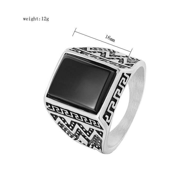Tigers Eye Ring For Men Unisex Titanium Steel Retro Style Planderful Protective Statement Jewelry