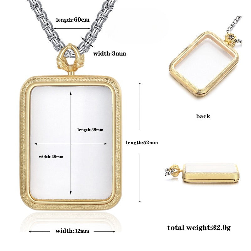 Titanium Steel Necklace – Elegant Thangka Box Pendant