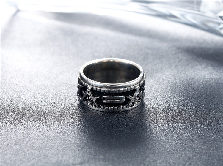 Planderful Masonic Logo Titanium Ring For Unisex Durability And Symbolic Protection Gift Sizes 7 To 12