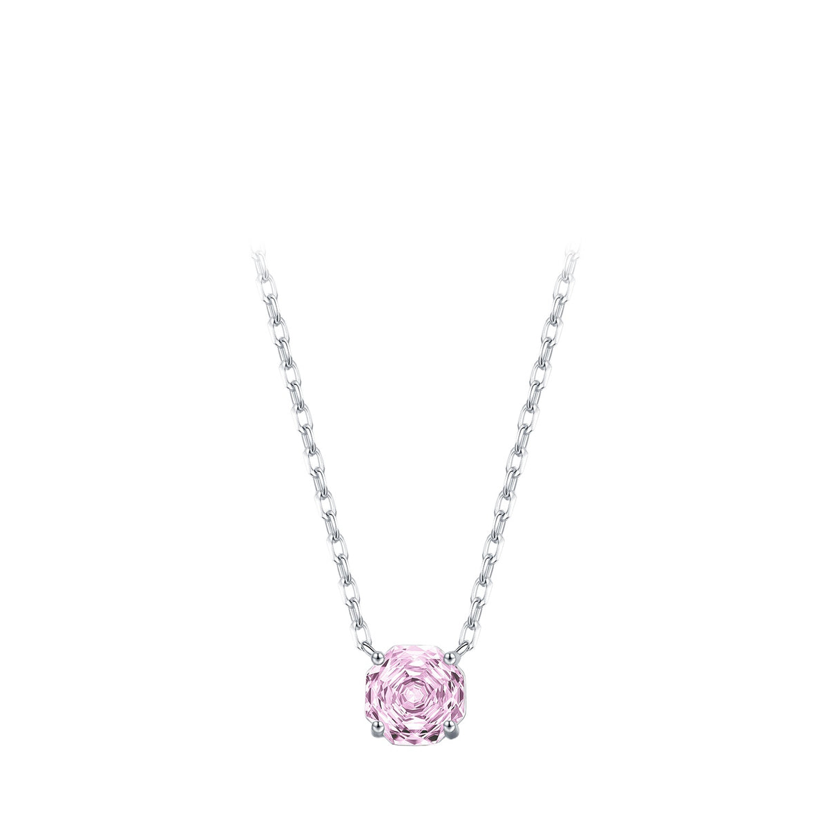 925 Sterling Silver Blush Pink Heart Rose-Cut Zircon Necklace