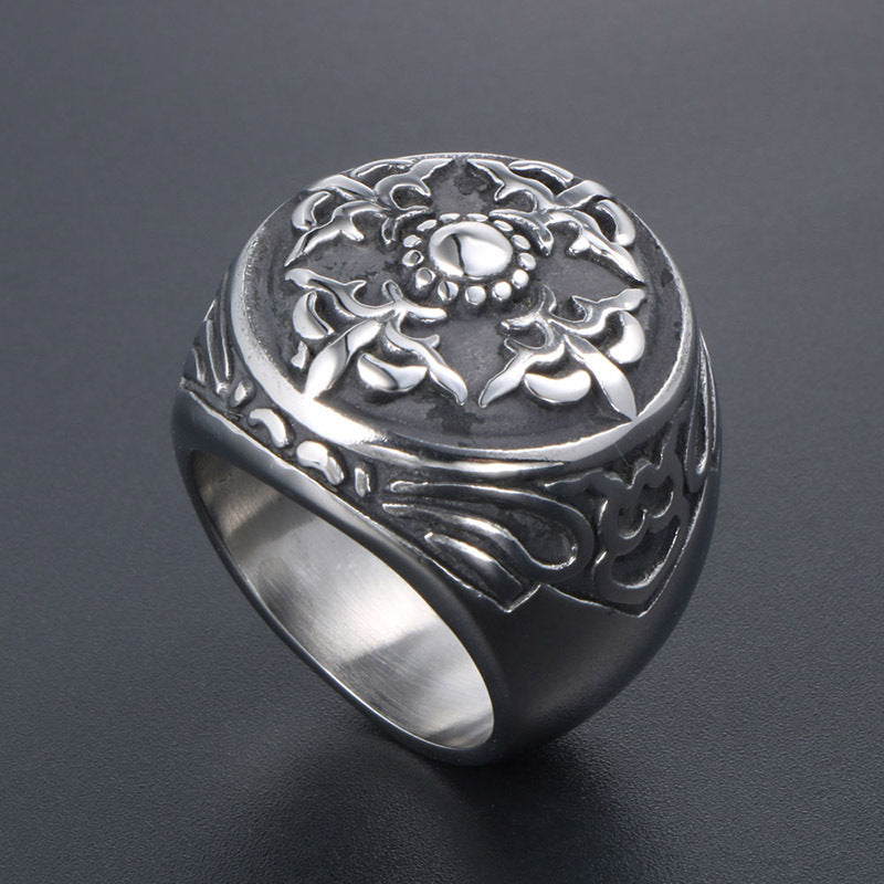 Vintage Urban Titanium Steel Ring for Men - Retro Street Hip-Hop Accessories