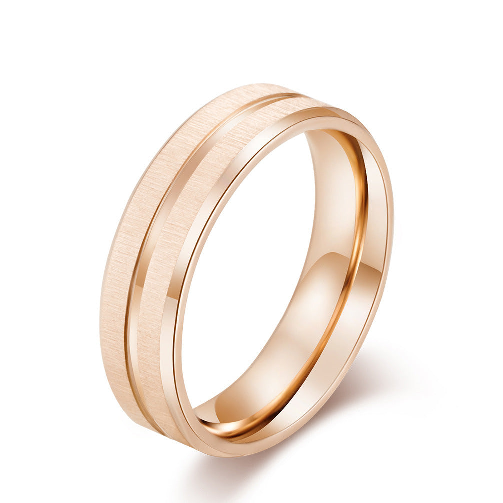 Stainless Steel Brushed Color Colorful Ring – Rose Gold Matte Elegant Women's