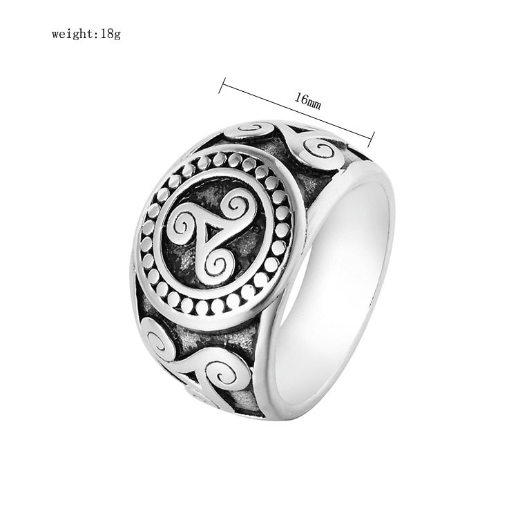 Planderful Titanium Steel Ring Personalized Retro Triangle Symbol Unisex Sizes 7 to 13 Gift