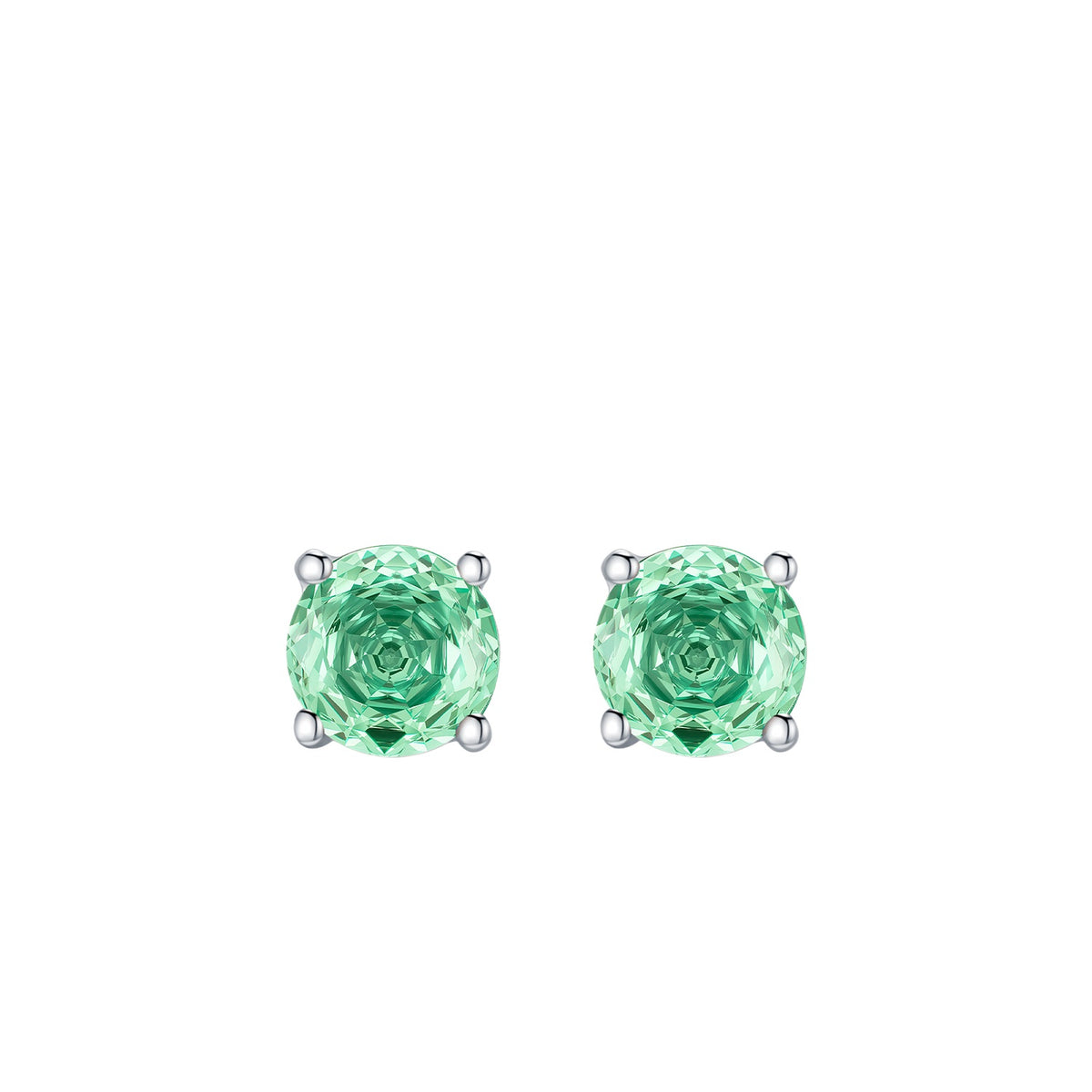 925 Sterling Silver Paraiba-Color Rose-Cut Zircon Stud Earrings