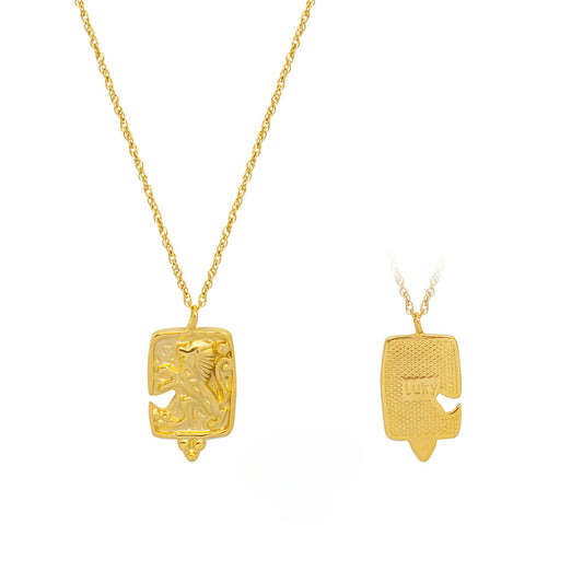 Lion Minimalist Titanium Steel Pendant Necklace with 18k Gold Plating - Fashionable Women's Jewelry