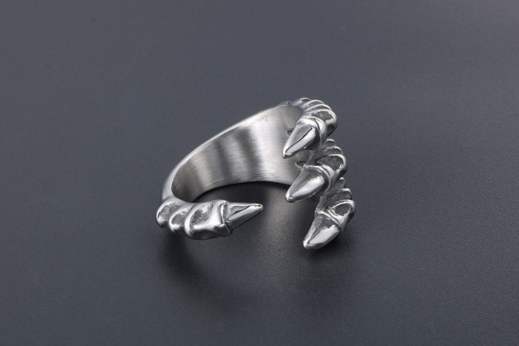 European American Retro Dragon Claw Titanium Ring For Men