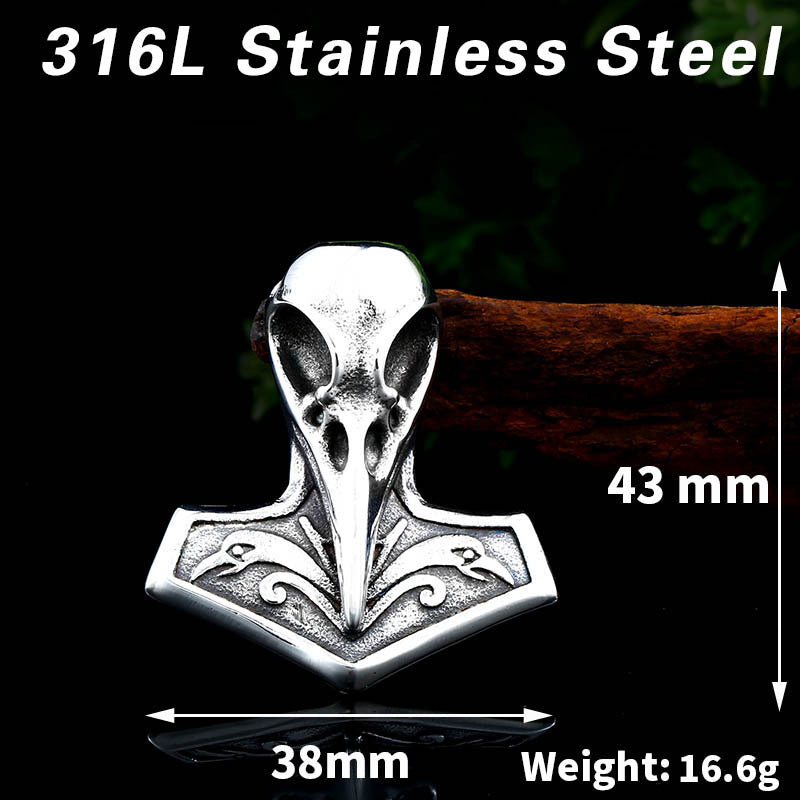 Men's Titanium Steel Viking Crow Head Pendant - Strength and Style Redefined