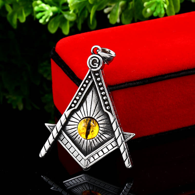 Masonic Eye Symbol Pendant for Men, Stainless Steel Jewelry from European and American Trade