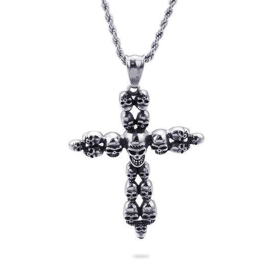 Custom Titanium Steel Skull Cross Pendant for Men - European and American Style Jewelry