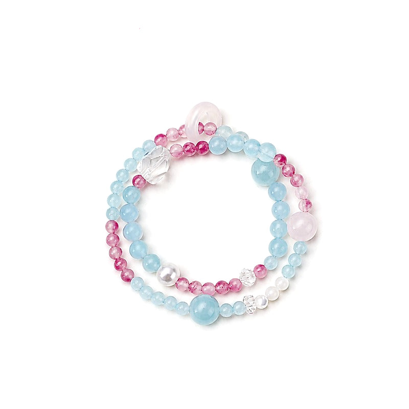 Aquamarine Rose Quartz Chalcedony Bracelet