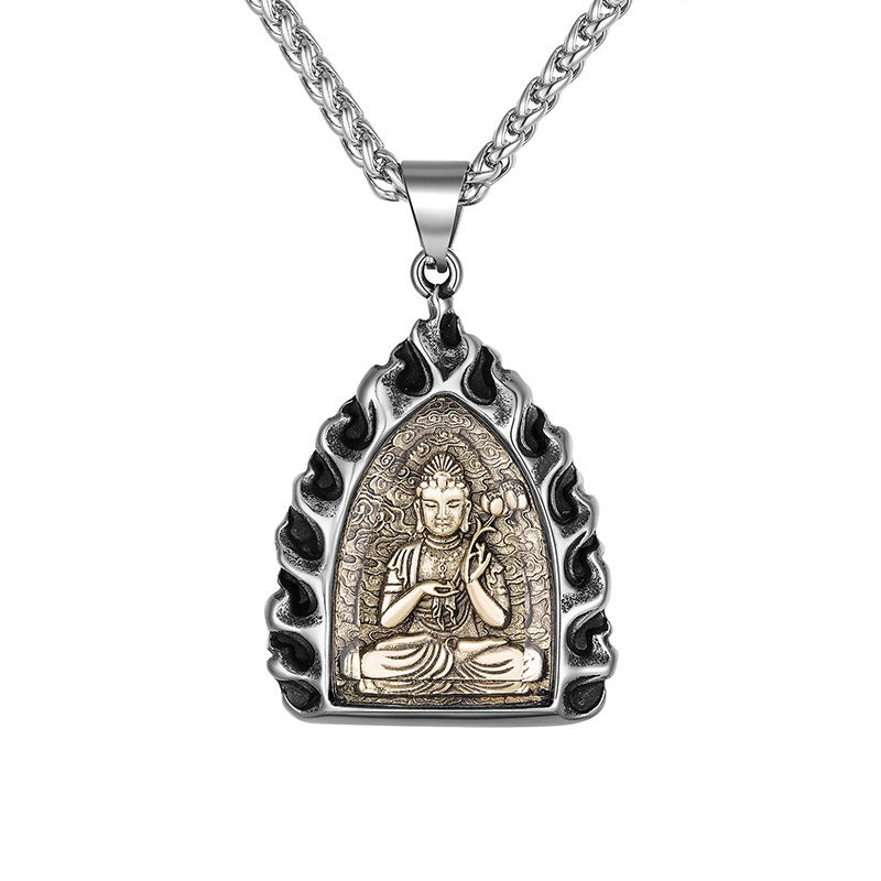 Titanium Steel Necklace – Vintage Buddha Zodiac Charms