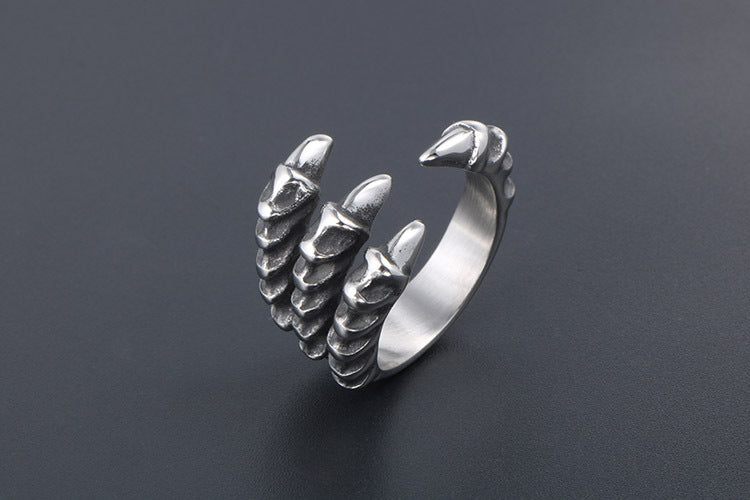 European American Retro Dragon Claw Titanium Ring For Men