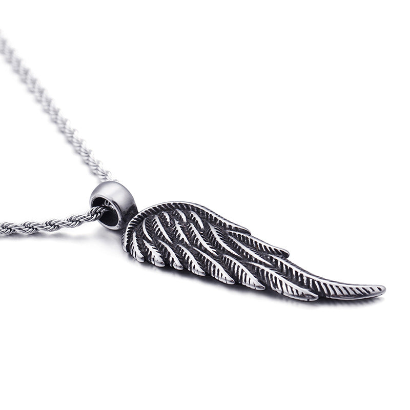 Feather Charm Pendant Necklace for Men - Sleek Titanium Steel Design