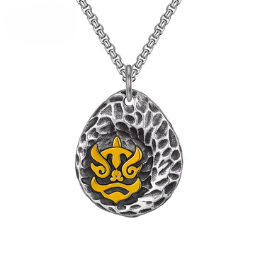 Titanium Steel Necklace – Elegant Mini Lion Dance Pendant for Men Planderful Everyday Guardian Jewelry