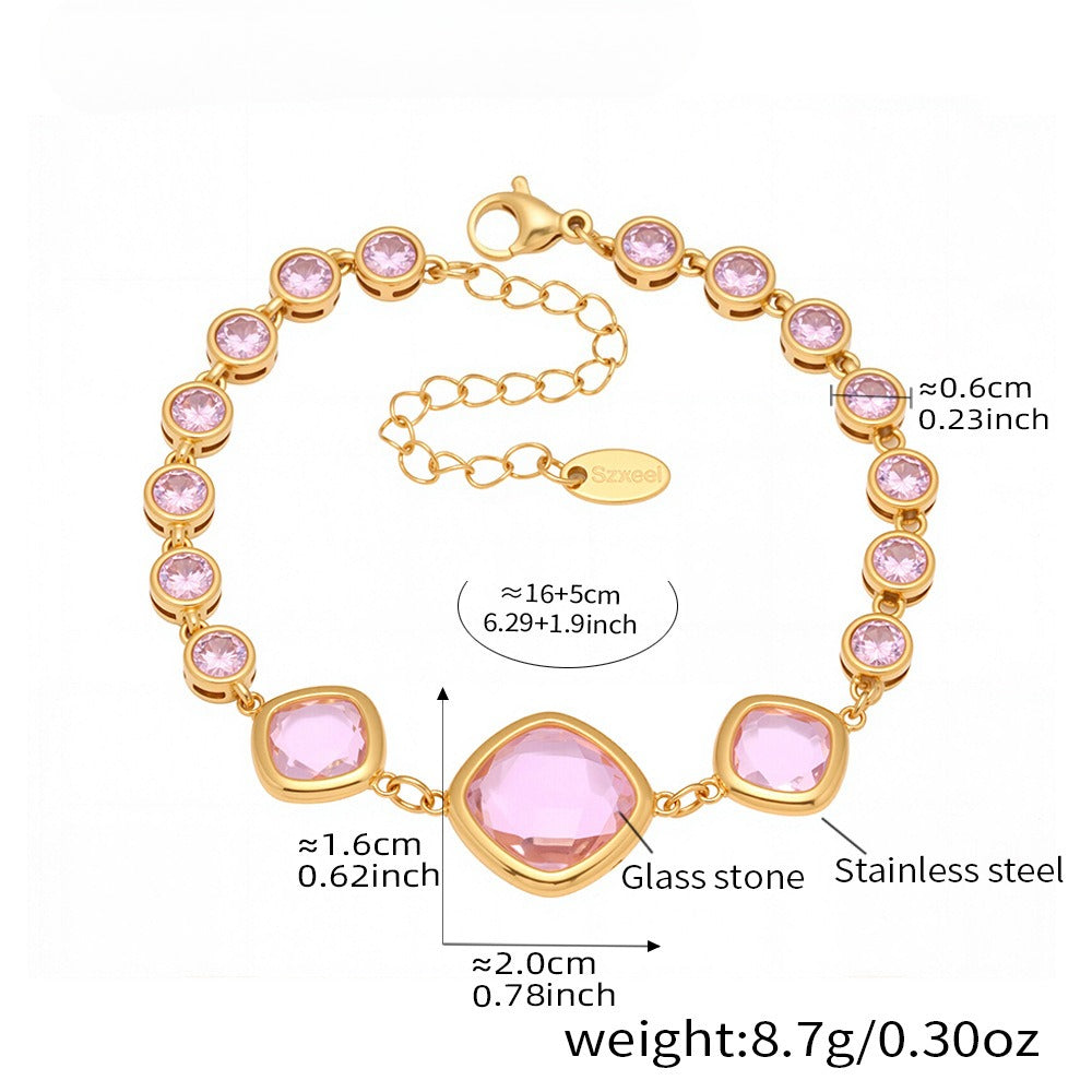 Planderful Stainless Czech Glass Stone Bracelet For Women