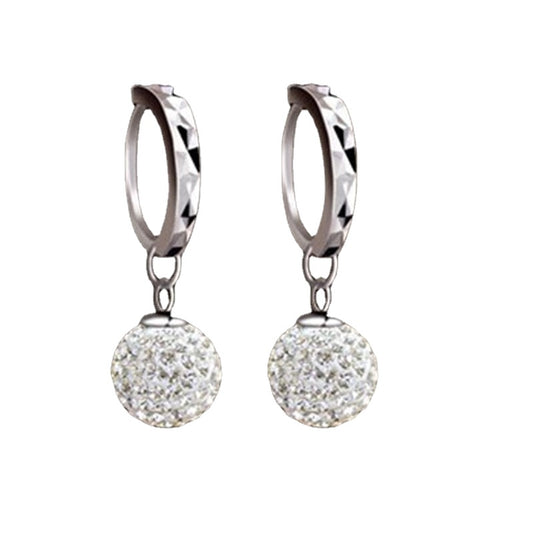 Soft Pottery Rhinestone Ball Earrings with a Touch of Korean Fashion