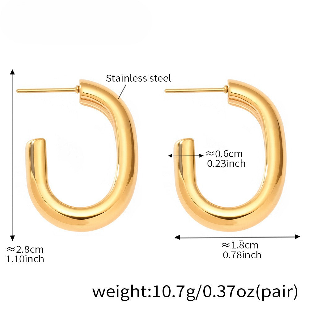 Planderful Ladies Genie Double Layer C Shaped Earrings 18K
