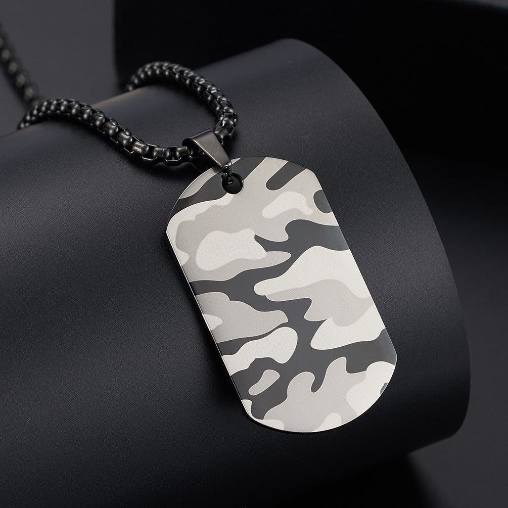 Laser Camouflage Pattern Stainless Steel Military Brand Necklace
