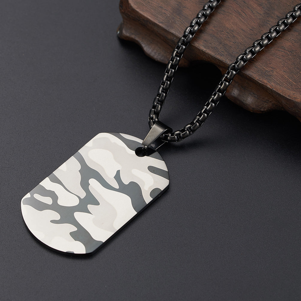 Laser Camouflage Pattern Stainless Steel Military Brand Necklace