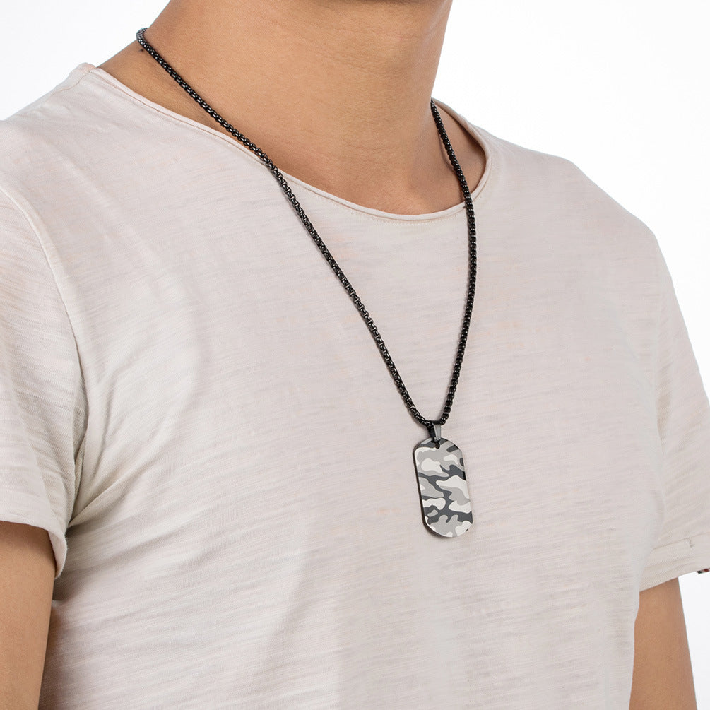 Laser Camouflage Pattern Stainless Steel Military Brand Necklace