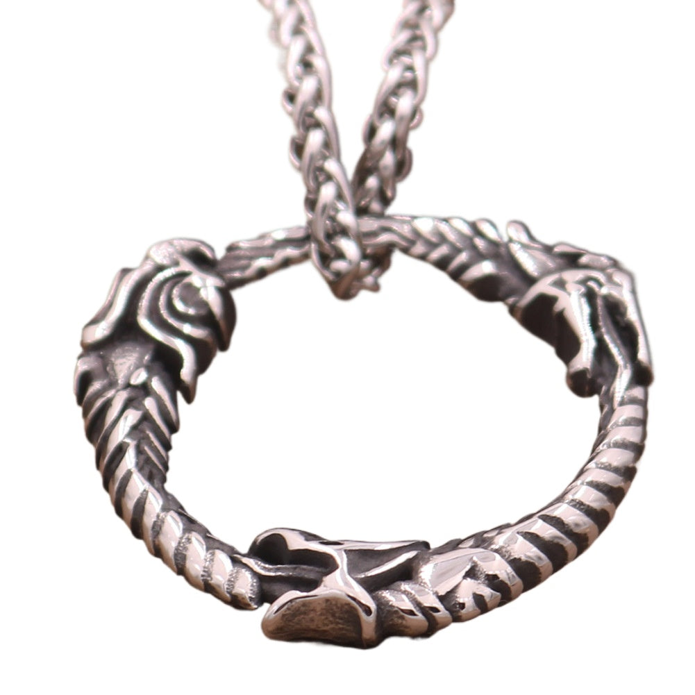 Dragon Tail Stainless Steel Pendant with Orchid Chain Necklace for Men