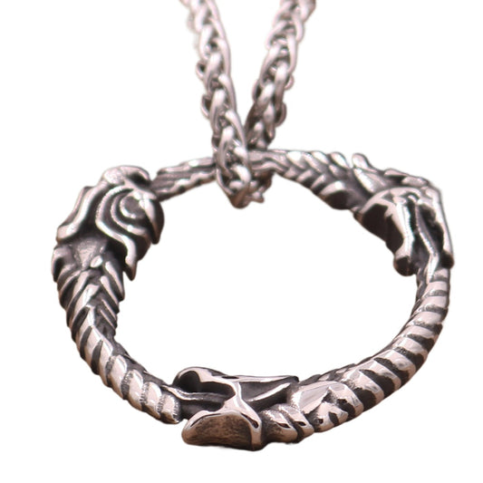 Dragon Tail Stainless Steel Pendant with Orchid Chain Necklace for Men