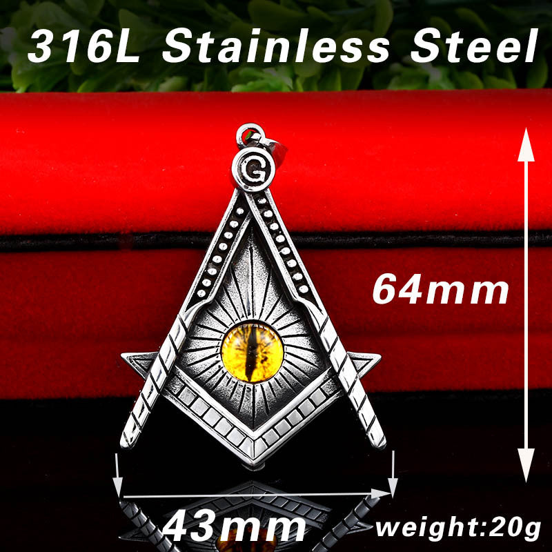 Masonic Eye Symbol Pendant for Men, Stainless Steel Jewelry from European and American Trade