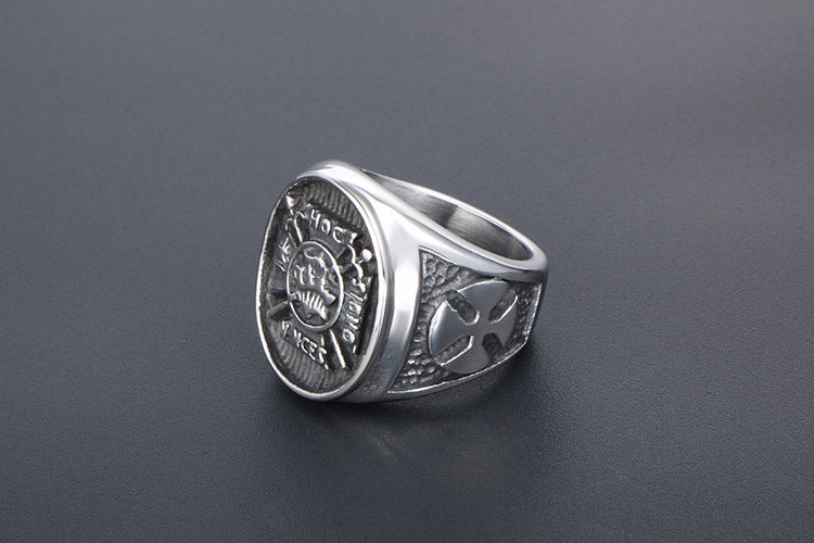 Punk Skull Anchor Titanium Steel Ring For Men Trendy