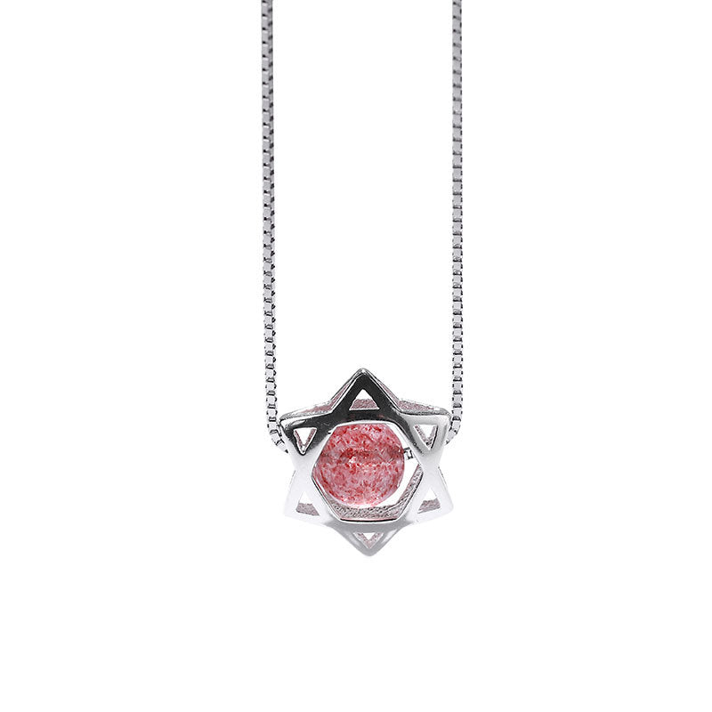 Strawberry Crystal Pendant Sterling Silver Necklace