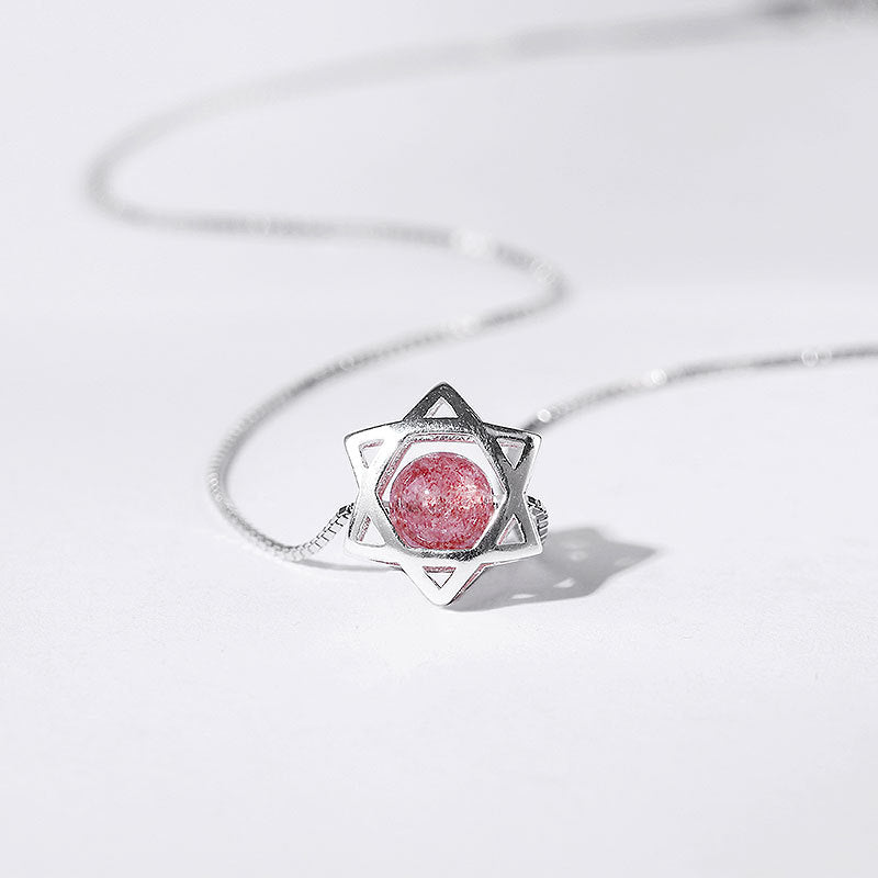 Strawberry Crystal Pendant Sterling Silver Necklace