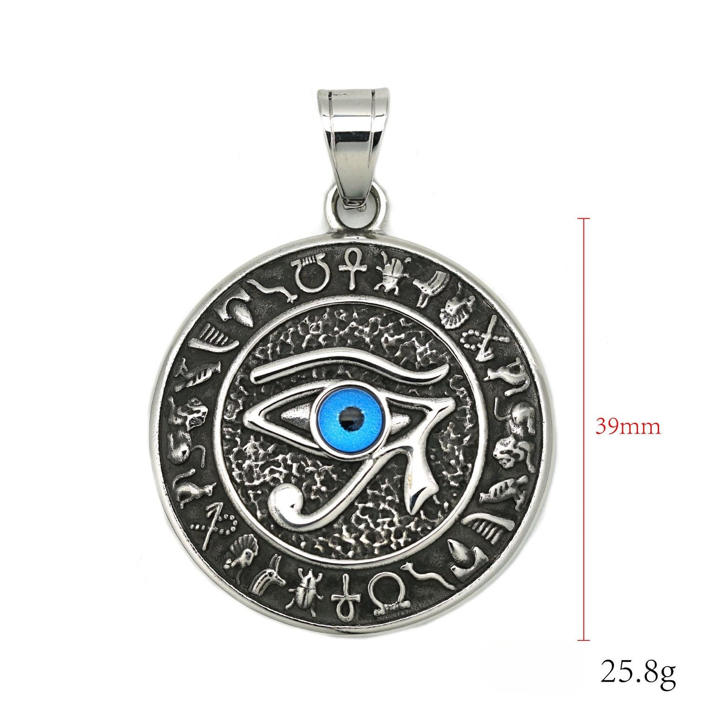 Steel Necklace – Statement Eye Of Horus Pendant In Egyptian Inspired Design By Planderful