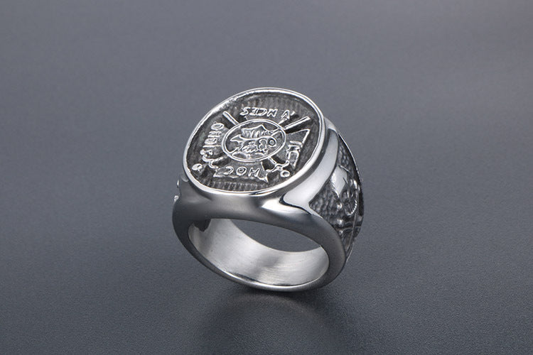 Punk Skull Anchor Titanium Steel Ring For Men Trendy