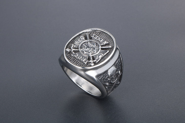 Punk Skull Anchor Titanium Steel Ring For Men Trendy