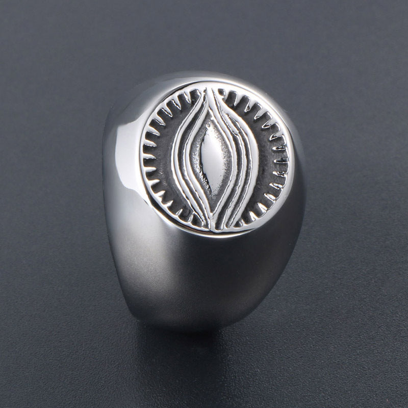 Titanium Steel Retro God's Eye Statement Ring for Men - Trendy Exaggerated Design